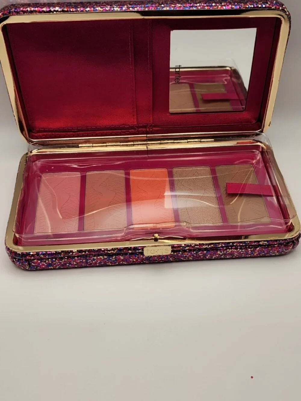 TARTE Life of The Party Clay Blush Palette & Glitter Clutch Limited Edition NIB
